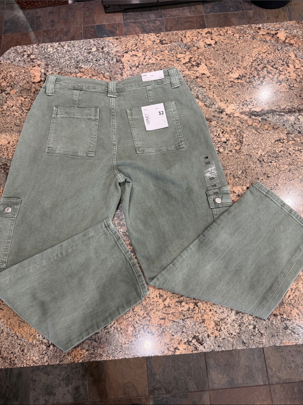 Olive Green High-Rise Utility Jeans for Women - Picture 6 of 9